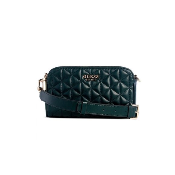 GUESS Kori quilted faux-leather double zip small crossbody bag -Forest Green (U) - Picture 1 of 7